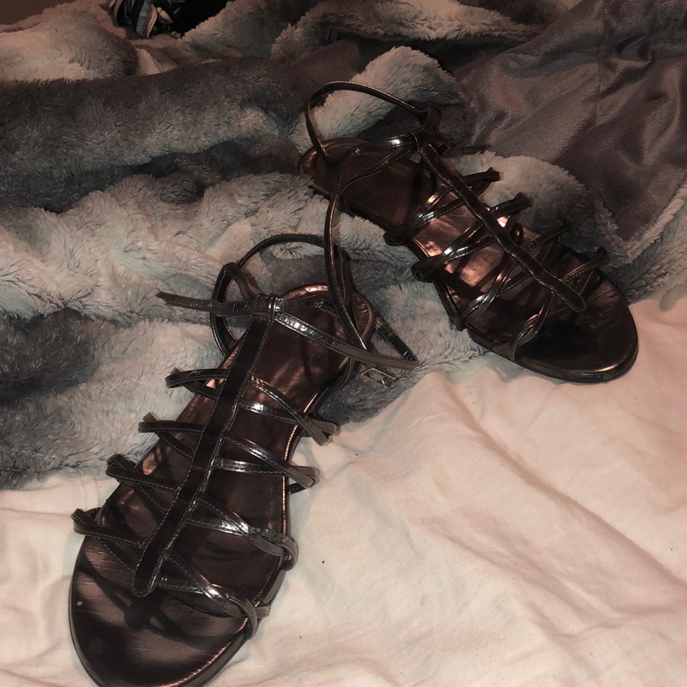 Stuart Weitzman - Dark Silver Gladiator Sandals